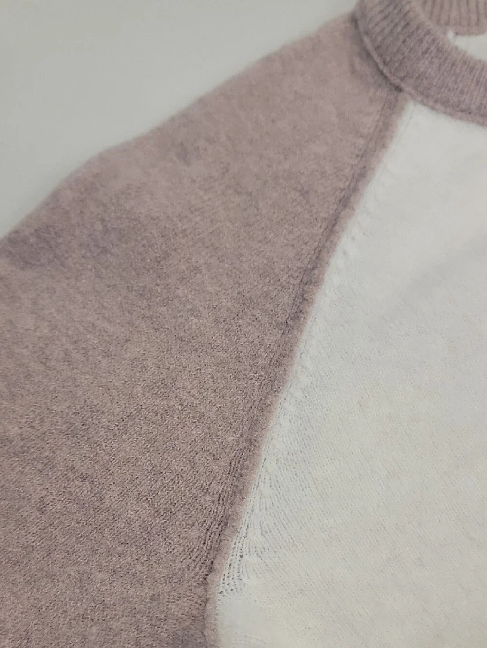 Madewell Dusty Pink Cream Raglan Crew Sweater Two-Tone L
